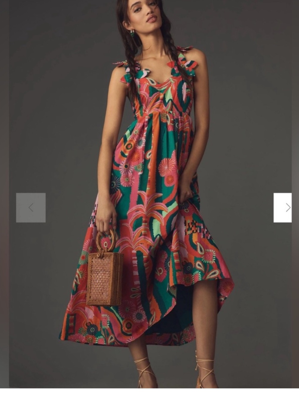 Farm Rio Tropical Floral Maxi Dress - Pink & Green size xs EUC
